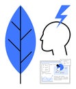 Sustainability, Innovation, and Data Visualization Concept with Leaf, Head, and Analytics Royalty Free Stock Photo