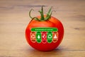 Sustainability Rating label on tomato with high, med and low ratings for food