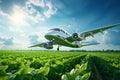 Sustainable aviation fuel concept. Net zero emissions flight. Sustainability transportation. Eco-friendly aviation fuel. Royalty Free Stock Photo