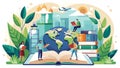 A sustainable book publishing service concept prioritizing eco-friendly printing practices, utilizing recycled materials, and Royalty Free Stock Photo