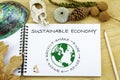 Sustainable circular economy diagram on note book Royalty Free Stock Photo