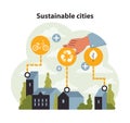 Sustainable cities concept. Flat vector illustration Royalty Free Stock Photo