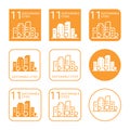 Sustainable Cities Icon Set. Linear and Flat Style