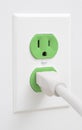 Sustainable clean green energy outlet and plug Royalty Free Stock Photo