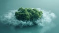 Sustainable cloud technology nodes blending with natural clouds promoting ecofriendliness. Concept