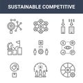9 sustainable competitive icons pack. trendy sustainable competitive icons on white background. thin outline line icons such as Royalty Free Stock Photo