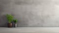 Sustainable Design: Gray Concrete Wall With Plant In White Bedroom Royalty Free Stock Photo