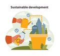 Sustainable development concept. Flat vector illustration