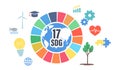 Sustainable Development Goals Ecological Concept. Green Energy, Saving Planet, Grow Plants, Light Bulb, Windmill, Puzzle