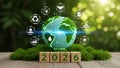 Sustainable Development Goals and Environmental Awareness for 2026 with Globe and Greenery Royalty Free Stock Photo