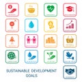 Sustainable Development Goals. Flat style icons Royalty Free Stock Photo