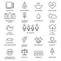 Sustainable Development Goals and Sustainable Living Implementation Concept Line Art Vector Icons Royalty Free Stock Photo