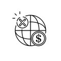 Sustainable development social problem line icon vector. big data and Boycott, business war, trade war sign. isolated contour