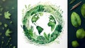 Sustainable Earth in Green Watercolor Vector, Made with Generative AI