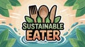 Sustainable eater: eco-friendly cutlery surrounded by nature elements Royalty Free Stock Photo