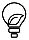 Sustainable ecological energy icon. Shining electric ecology light bulb with leaf inside. Go green lamp tube silhouette Royalty Free Stock Photo