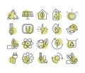 Sustainable energy alternative renewable ecology icons set line style icon