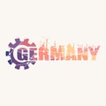 Gear with energy and power industrial icons and Germany country name.