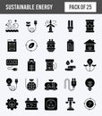 25 Sustainable energy Glyph icon pack. vector illustration Royalty Free Stock Photo