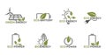 Sustainable energy icon set. eco friendly, green technology. alternative and renewable power symbols Royalty Free Stock Photo