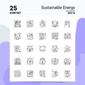 25 Sustainable Energy Icon Set. 100% Editable EPS 10 Files. Business Logo Concept Ideas Line icon design Royalty Free Stock Photo