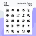 25 Sustainable Energy Icon Set. 100% Editable EPS 10 Files. Business Logo Concept Ideas Solid Glyph icon design Royalty Free Stock Photo