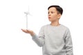 boy with toy wind turbine Royalty Free Stock Photo