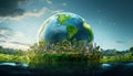 Sustainable energy world 3D concept portrait Royalty Free Stock Photo