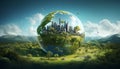 Sustainable energy world 3D portrait Royalty Free Stock Photo