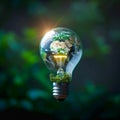 Sustainable enlightenment Green energy concept with world map on light bulb Royalty Free Stock Photo