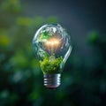 Sustainable enlightenment Green energy concept with world map on light bulb Royalty Free Stock Photo