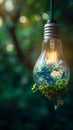 Sustainable enlightenment Green energy concept with world map on light bulb Royalty Free Stock Photo