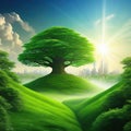 Sustainable environment The image depicts thinking towards preserving reducing carbon footprint and building sustainable