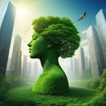 Sustainable environment The image depicts thinking towards preserving reducing carbon footprint and building sustainable
