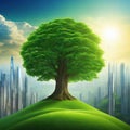 Sustainable environment The image depicts thinking towards preserving reducing carbon footprint and building sustainable