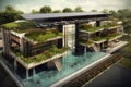 sustainable factory with rainwater harvesting system