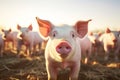 Sustainable Farming Capturing Ecological Pigs and Piglets at a Domestic Farm. created with Generative AI Royalty Free Stock Photo