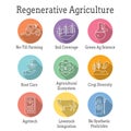 Sustainable Farming Icon Set with Maximizing Soil Coverage and Integrate Livestock-Examples for Regenerative Agriculture Icon Set