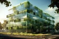 Sustainable Glass Office Building Designed To Promote Natural Ventilation And Reduce The Need For Artificial Cooling. Generative