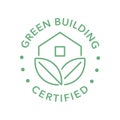 Sustainable green building, certified vector icon badge