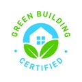 Sustainable green building, certified vector icon badge