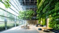 Sustainable green building in modern city. Biophilic architecture Royalty Free Stock Photo