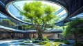 Sustainable green building in modern city. Biophilic architecture