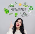 Sustainable with happy young woman Royalty Free Stock Photo