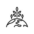 Black line icon for Sustainable, environment and world Royalty Free Stock Photo
