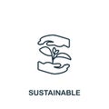 Sustainable icon. Monochrome simple Sustainability icon for templates, web design and infographics