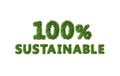 100% Sustainable, letters with vegetation on white background