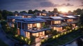 Sustainable Living: Modern Multifamily Homes Equipped with Photovoltaic Cells. Generative ai