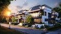 Sustainable Living: Modern Multifamily Homes Equipped with Photovoltaic Cells. Generative ai