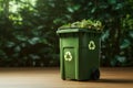 Sustainable living recycling bin positioned for eco friendly waste disposal